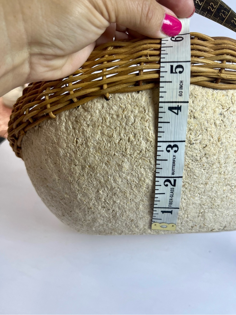 Decorative Handmade Paper (Mache) Bowl with Wicker Rim NWOT - Picture 8 of 8